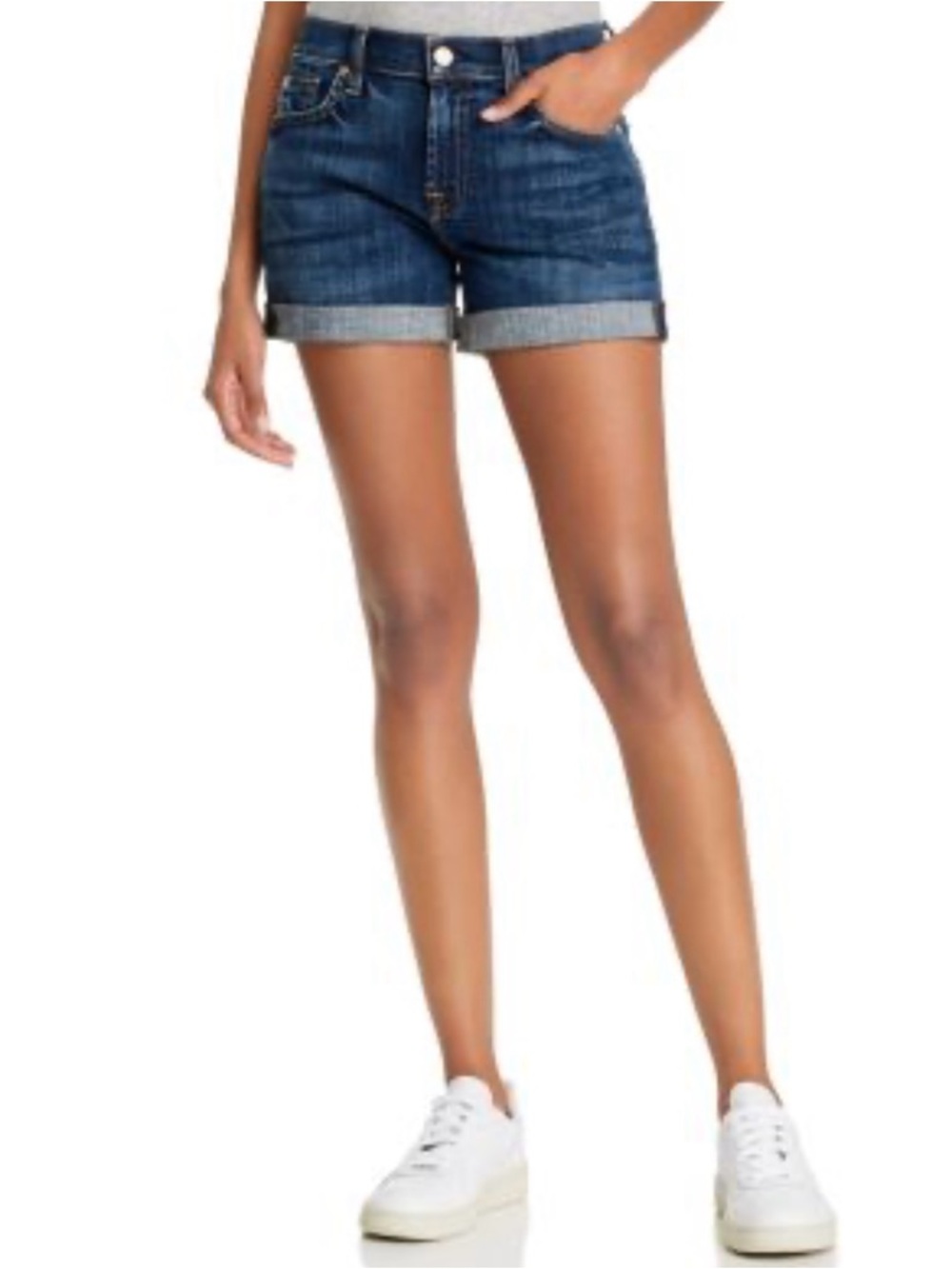 7 For All Mankind Light Wash Blue Low Rise Roll Hem Summer Denim Y2K Mini Shorts